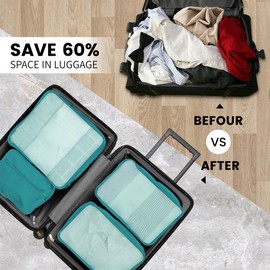 Suitcase Organiser, Organiser for Suitcases and Backpacks as well as Airline Approved Hand Luggage, Toiletry Bag for Air Travel (Light Blue, 12 Pieces)
