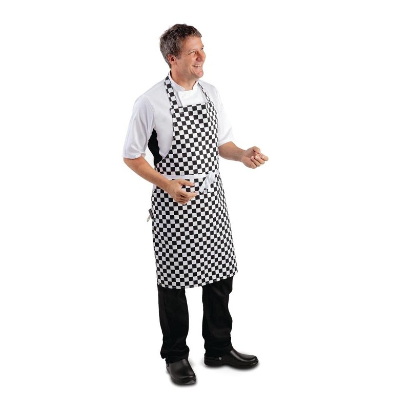 Whites Chefs Clothing A275 Poly-Cotton Apron, Black and White Check