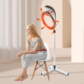 Standing Hair Dryer for Beauty Salon Orbiting 360° Rotating Hair Processor Professional Stand Up Hairdryer Rolling Spa Home Hair Dryer, Height Temp & Angle Adjustable, Grey