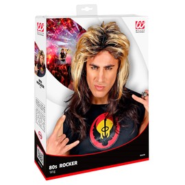 Widmann 11012838 Carnival 80s Rocker Wig, Blonde/Brown, Standard Size