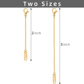 14K Gold Plated Extender Chain Necklace 925 Sterling Silver Extenders Chains Lobster Clasps for Necklace 2" 3" inch (Gold)