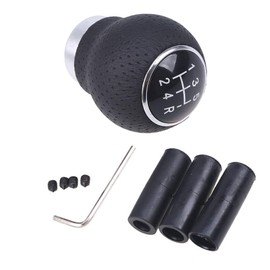 WANCAR Universal Aluminum Manual Car Gear Shift Knob 5 Speed Leather Shifter Lever Black