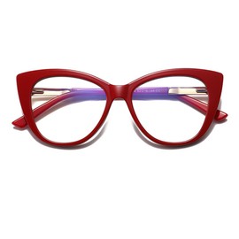 bullabulling Vintage Reading Blue Light Blocking Glasses Women Men Reader (red, 2.50, x)