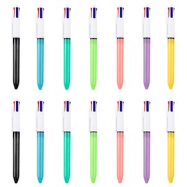 PSFXBM 14 Pack 4-in-1 Retractable Ballpoint Pens, Multicoloured Ink, Ballpoint Pens 1.0mm, Office Pens, For Children's Gift Note-Taking Drawing Marking Office School Supplies Stationery Collections