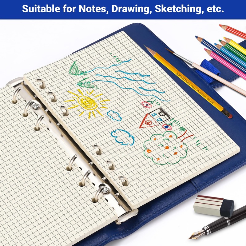 A6 6-Hole Loose-Leaf Paper (80 Sheets, 100GSM, Beige) - Ideal