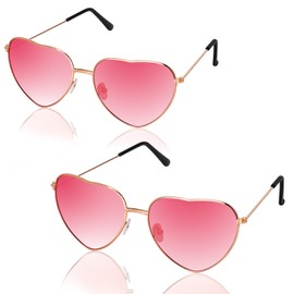 PMELCXD Herzbrille Sonnenbrille Damen Herren Retro Stil Hippie Accessoire 3 Stück Herzform Gläser 58mm Rosa Verlauf,für Kinder Herren Damen 60er 70er 80er 90er Party Hippie Chic, Kleid Accessoires