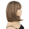 onemily Bob Wig with Bangs Short Straight Highlight Light Brown