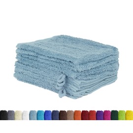 Pack of 10 Wash Cloths in Many Colours 100% Cotton 10x Wash Mitts 15 x 21 cm Light Blue