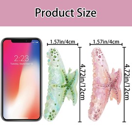 2 PCS Starfish Hair Claw Clip Summer Beach Starfish Hair Clip Starfish Claw Clip Large Hair Claw Clips Acetate Hair Clips Large Non Slip Acetate Strong Hold Jaw Barrettes Headwear for Women Girls