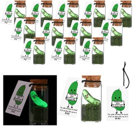 Seenelling 20 Sets Christmas Team Building Gifts Bulk Employee Appreciation Inspirational Gifts Emotional Support Thank You Gifts for Coworker Staff Teacher Anxiety Relax (Luminous Cucumber Pickle)