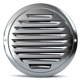 Stainless Steel Air Vents,4 Inch Round Louver Grille Cover Vent Hood Flat Ducting Ventilation Air Vent Wall Air Outlet with Fly Screen Mesh (Sliver)
