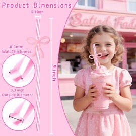 24 Reusable Crazy Drinking Straws for Kids Pink Bow Birthday Party Supplies