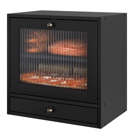 IZLIF Pine Wood Bread Box for Kitchen Countertop - Large 2-Layer Bread Storage Container with Magnetic Closure, Acrylic Window & Removable Coffee Pod Tray, Black