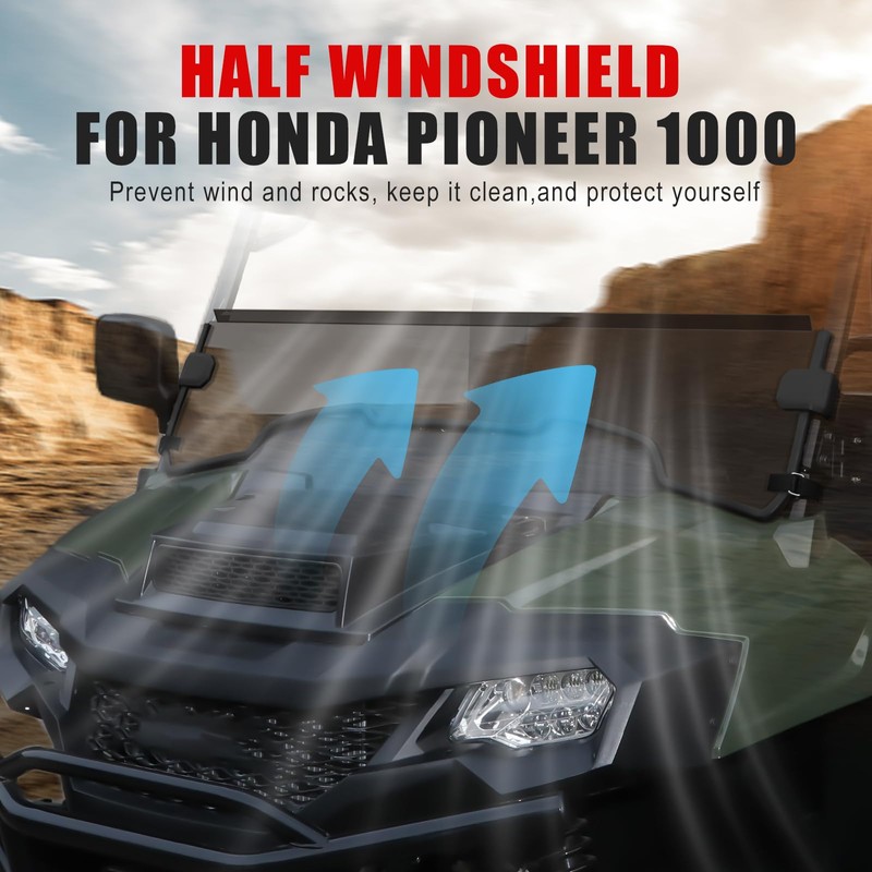 XATVXUTV Front Half Windshield for Pioneer 700-2/700-4 2014-2025, Dark Tinted