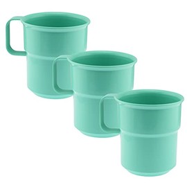YBM HOME Break-Resistant Plastic Cup Mugs for Coffee, Juice, Milk, Water, Tea - 8oz Pack of 3-Green