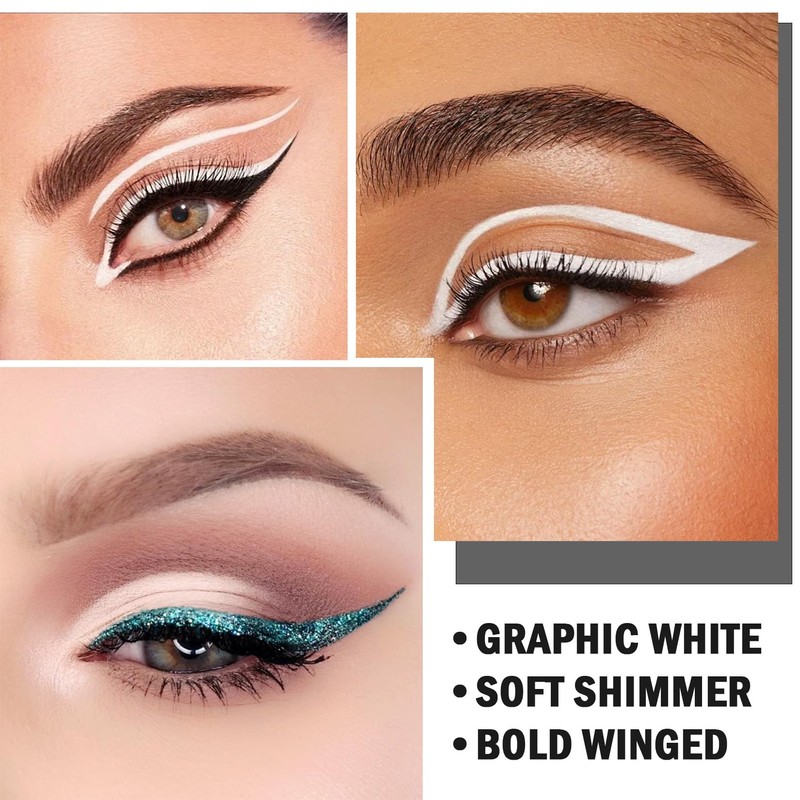 White Eyeliner Pencil Set, 6 Eye Liner Pencils With Sharpener,