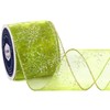 VATIN Spring Moss Organza Sheer Ribbon with Gold Glitter Snowflake