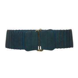 Women's 3" Wide High Elastic Waist Belt With Metal Hook Buckle, Turquoise | 28" - 36"