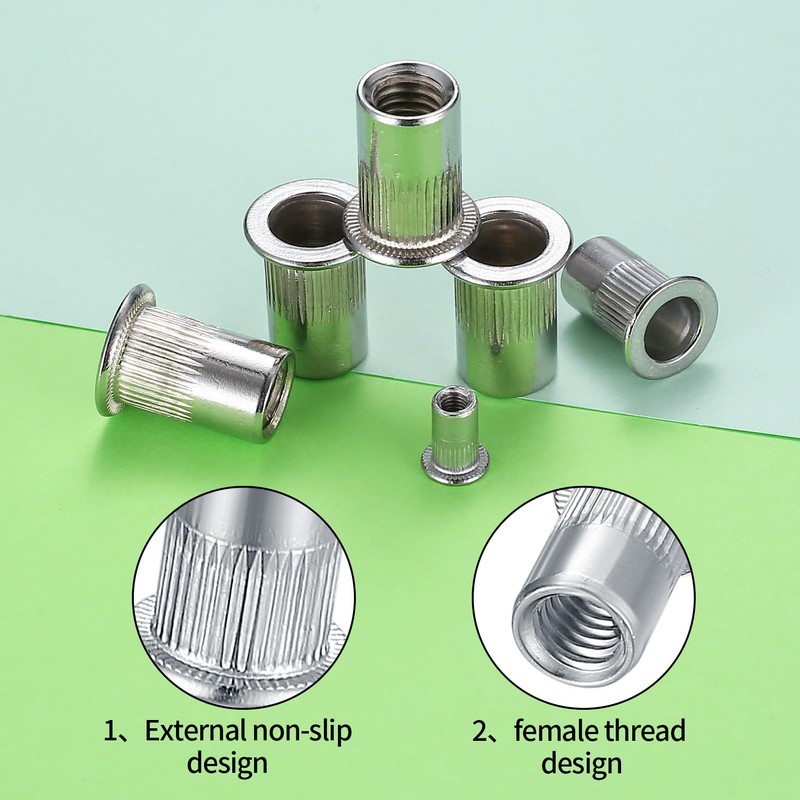 165 Pcs Rivet Nuts Set, Threaded Insert Nutsert, M3 M4