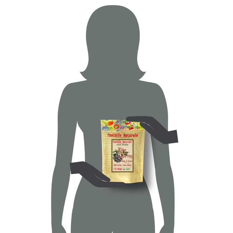 Foothills Naturals Elderberry Organic Whole - 1 pound(454g) 200+ Servings,