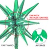 PartyWoo Green Star Balloons 6 pcs, One-Piece 14-Pointed Starburst Balloons,
