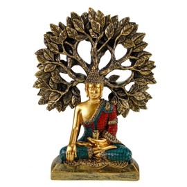 Kremers Schatzkiste Decorative Figure Ganesha with Tree of Life - 25 cm Figure Decorative Sculpture Statue Shiva Polyresin Buddha Yoga Gift