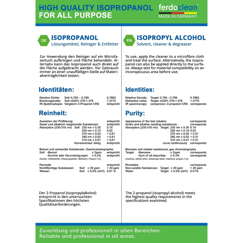 Isopropanol 99.9% 1000 ml Solvent Isopropyl Alcohol for Degreasing and