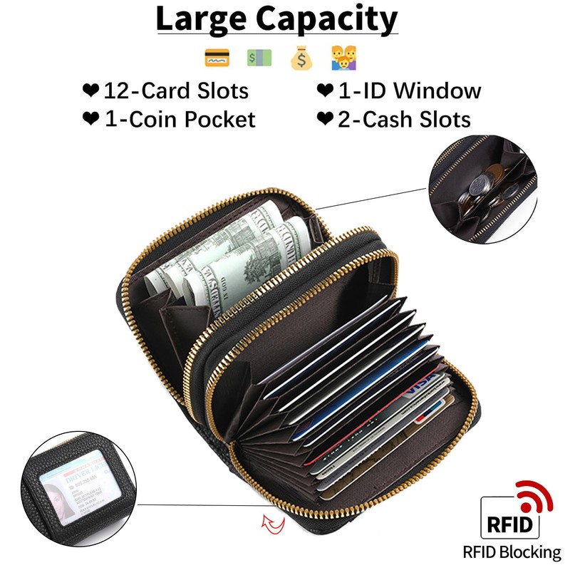 YLUEAWP Credit Card Holder Wallet RFID Blocking Leather Small Wallet
