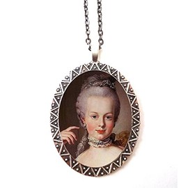 Marie Antoinette Necklace Pendant Silver Tone French Revolution Queen Aristocrat Royalty