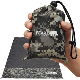 Beach Blanket/Compact Pocket Blanket 55_x60_ - Waterproof Ground Cover, Sand Proof Picnic Mat for Travel, Hiking, Camping, Festival, Sports - Durable Tarp w/Corner Pockets, Loops, Bag