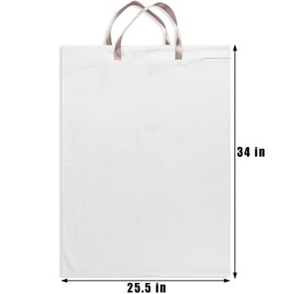 LOLOMLO Extra Large Canvas Laundry Bags with Handles & Drawstring Closure, Heavy Duty Tears Resistant Clothes Storage Travel Bags,25.5"x34",White