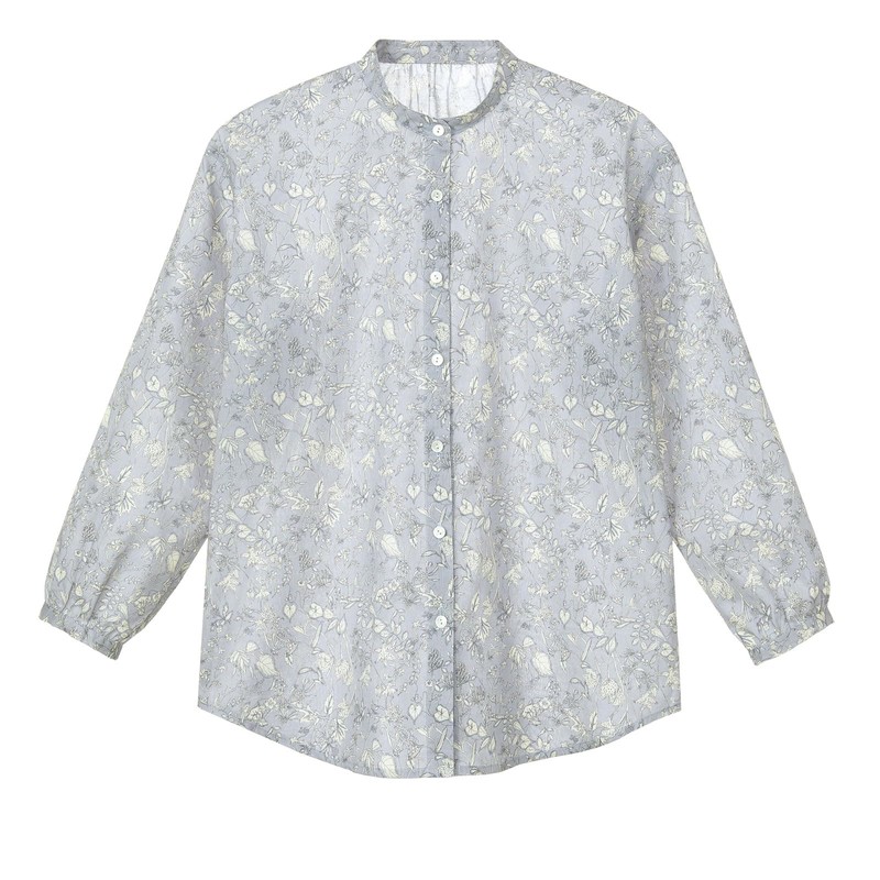 Sun Planning Pattern Pattern Band Collar Blouse 6530