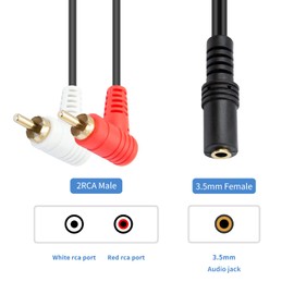 Maxhood RCA to 3.5mm Female Cable, 3.5mm to RCA Stereo Audio Cable, 3.5mm 1/8 inch TRS Female to 2RCA Male Stereo Audio Y Splitter Cable for Smartphones, MP3, Tablets, Speakers, Home Theater, 12inch