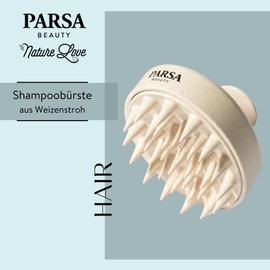 PARSA Beauty Nature Love Shampoo Brush Beige - Shampoo Brush with Wheat Straw, Gentle Scalp Massage, Ergonomic Handle, Sustainable Hair Care, Massage Brush for Hair and Scalp, Vegan