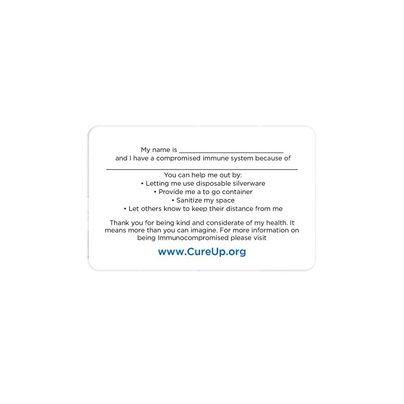 I Am Immunocompromised Assistance Card 5 pcs
