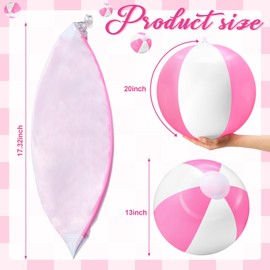 Lunmon 24 Pieces Pink and White Inflatable Beach Ball Round Pool PVC Balls Bulk Pool Party Favors Blow up Game Summer Toys for Swimming Hawaiian Tropical Theme Party Supplies(20 Inch)