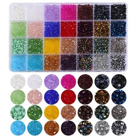 2800pcs Electroplated Tapered Crystal Jewelry Making Kit -Sparkly Beads for Bracelet Making Kit 28 Colors 4mm Crystal Glass Beads Bracelet Necklace Making Kit DIY Crafts, Gifts for Beginner Women