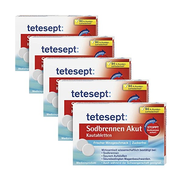 tetesept tetesept Sodbrennen Akut Kautabletten – 5 x 20 Tabletten