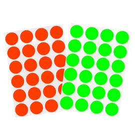 ChromaLabel 0.75 Inch Color Code Dot Labels on Sheets, 2 Colors, 1200 Stickers per Variety Pack, Fluorescent Green and Fluorescent Red Orange