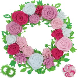 BAZIMA Felt Flowers and Succulents Kit, DIY Felt Wreaths Kit, Arrange Pre-Cut 20 Felt Flowers and Succulents
