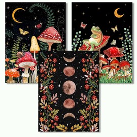 3 Pack Mushroom Diamond Painting Kits for Adults, 5D Moon Diamond Art Kits for Beginner, DIY Full Drill Gem Art Kits for Home Decor Wall Art and Crafts 12x16 Inch