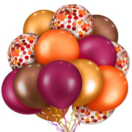80 Pcs Fall Balloons Thanksgiving Party Balloons 12 Inch Burnt Orange Gold Coffee Confetti Balloon Theme Arch Garland Kit for Autumn Little Pumpkin Baby Shower Harvest Thanksgiving Party Decoration