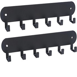 OHAOLYLE Key Holder for Wall,Black Metal Key Hooks Wall Mounted with 6 Hooks,Self Adhesive Key Racks,No Drill/Drilling Installation Key Hangers Heavy Duty Hooks for Kitchen Living Room