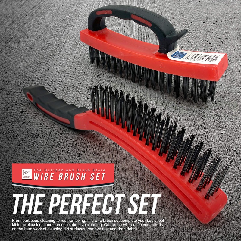 Wire Brush Twin Pack of Heavy Duty Steel Brush With