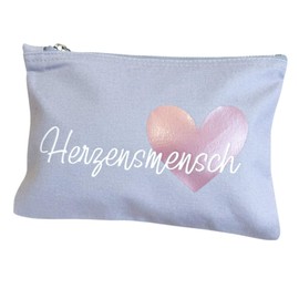 Geschenk Kosmetiktasche Herzensmensch | Geschenkidee für die Schwester, Freundin, Kollegin, Mama, Oma zum Geburtstag | Täschchen aus Baumwolle | Geburtstagsgeschenk