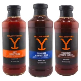 Yellow-Stone Barbecue Sauces Variety Pack of 3 - Original, Hot Honey, Bourbon Brown Sugar - 19oz Jars