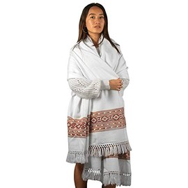 Lambswool Women Oversized Large Scarf Shawl White Cream Winter Camp Blanket