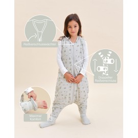 molis&co - Baby Sleeping Bag with Feet and Sock - Ideal for Winter - Baby Sleeping Bag with Legs 2.5 tog - 100% Cotton (Oeko-Tex 100), Premium Quality - Botany Green (70 cm)