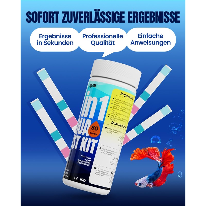 Wolmds Aquarium Test Strips - 8-in-1 Aquarium Water Test Case: