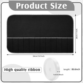 Hillban 6 Pcs Anti Tarnish Silver Storage Bags Silver Storage Cloth Felt Flatware Organizer Anti Tarnish Protector Bags Place Setting Roll with White Ribbon for Kitchen Cutlery (12 Slots,Black)